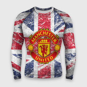 Мужской рашгард 3D с принтом British Manchester United ,  |  | british | manchester united | mu | игра | манчестер | манчестер юнайтед | мю | флаг британии | футбол | эмблема мю