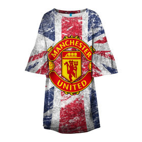 Детское платье 3D с принтом British Manchester United , 100% полиэстер | прямой силуэт, чуть расширенный к низу. Круглая горловина, на рукавах — воланы | Тематика изображения на принте: british | manchester united | mu | игра | манчестер | манчестер юнайтед | мю | флаг британии | футбол | эмблема мю
