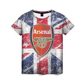 Женская футболка 3D с принтом British Arsenal , 100% полиэфир ( синтетическое хлопкоподобное полотно) | прямой крой, круглый вырез горловины, длина до линии бедер | Тематика изображения на принте: арсена | британский флаг | эмблема
