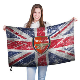 Флаг 3D с принтом British Arsenal , 100% полиэстер | плотность ткани — 95 г/м2, размер — 67 х 109 см. Принт наносится с одной стороны | арсена | британский флаг | эмблема