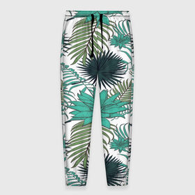 Мужские брюки 3D с принтом Tropical , 100% полиэстер | манжеты по низу, эластичный пояс регулируется шнурком, по бокам два кармана без застежек, внутренняя часть кармана из мелкой сетки | flower | тропики | тропический | цветы