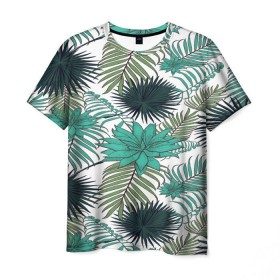 Мужская футболка 3D с принтом Tropical , 100% полиэфир | прямой крой, круглый вырез горловины, длина до линии бедер | flower | тропики | тропический | цветы