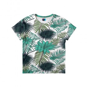 Детская футболка 3D с принтом Tropical , 100% гипоаллергенный полиэфир | прямой крой, круглый вырез горловины, длина до линии бедер, чуть спущенное плечо, ткань немного тянется | Тематика изображения на принте: flower | тропики | тропический | цветы