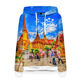 Женская толстовка 3D с принтом Таиланд , 100% полиэстер  | двухслойный капюшон со шнурком для регулировки, мягкие манжеты на рукавах и по низу толстовки, спереди карман-кенгуру с мягким внутренним слоем. | architecture | bangkok | clouds | landmark | people | sky | temple of the emerald buddha | thailand | tourism | архитектура | бангкок | достопримечательность | люди | небо | облака | таиланд | туризм | храм изумрудного будды