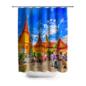 Штора 3D для ванной с принтом Таиланд , 100% полиэстер | плотность материала — 100 г/м2. Стандартный размер — 146 см х 180 см. По верхнему краю — пластиковые люверсы для креплений. В комплекте 10 пластиковых колец | architecture | bangkok | clouds | landmark | people | sky | temple of the emerald buddha | thailand | tourism | архитектура | бангкок | достопримечательность | люди | небо | облака | таиланд | туризм | храм изумрудного будды