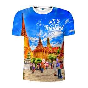 Мужская футболка 3D спортивная с принтом Таиланд , 100% полиэстер с улучшенными характеристиками | приталенный силуэт, круглая горловина, широкие плечи, сужается к линии бедра | architecture | bangkok | clouds | landmark | people | sky | temple of the emerald buddha | thailand | tourism | архитектура | бангкок | достопримечательность | люди | небо | облака | таиланд | туризм | храм изумрудного будды
