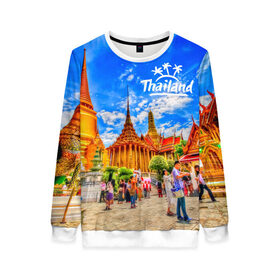 Женский свитшот 3D с принтом Таиланд , 100% полиэстер с мягким внутренним слоем | круглый вырез горловины, мягкая резинка на манжетах и поясе, свободная посадка по фигуре | architecture | bangkok | clouds | landmark | people | sky | temple of the emerald buddha | thailand | tourism | архитектура | бангкок | достопримечательность | люди | небо | облака | таиланд | туризм | храм изумрудного будды