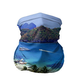 Бандана-труба 3D с принтом Таиланд , 100% полиэстер, ткань с особыми свойствами — Activecool | плотность 150‒180 г/м2; хорошо тянется, но сохраняет форму | Тематика изображения на принте: beach | clouds | islands | palm trees | people | sand | sea | ships | sky | thailand | tourism | корабли | люди | море | небо | облака | острова | пальмы | песок | пляж | таиланд | туризм