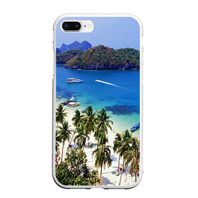 Чехол для iPhone 7Plus/8 Plus матовый с принтом Таиланд , Силикон | Область печати: задняя сторона чехла, без боковых панелей | beach | clouds | islands | palm trees | people | sand | sea | ships | sky | thailand | tourism | корабли | люди | море | небо | облака | острова | пальмы | песок | пляж | таиланд | туризм