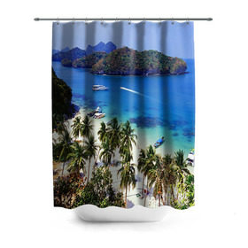 Штора 3D для ванной с принтом Таиланд , 100% полиэстер | плотность материала — 100 г/м2. Стандартный размер — 146 см х 180 см. По верхнему краю — пластиковые люверсы для креплений. В комплекте 10 пластиковых колец | beach | clouds | islands | palm trees | people | sand | sea | ships | sky | thailand | tourism | корабли | люди | море | небо | облака | острова | пальмы | песок | пляж | таиланд | туризм