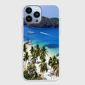 Чехол для iPhone 13 Pro Max с принтом Таиланд ,  |  | beach | clouds | islands | palm trees | people | sand | sea | ships | sky | thailand | tourism | корабли | люди | море | небо | облака | острова | пальмы | песок | пляж | таиланд | туризм