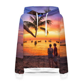 Женская толстовка 3D с принтом Таиланд , 100% полиэстер  | двухслойный капюшон со шнурком для регулировки, мягкие манжеты на рукавах и по низу толстовки, спереди карман-кенгуру с мягким внутренним слоем. | beach | clouds | love | palm tree | people | sea | sky | sunset | thailand | tourism | закат | любовь | люди | море | небо | облака | пальма | пляж | таиланд | туризм