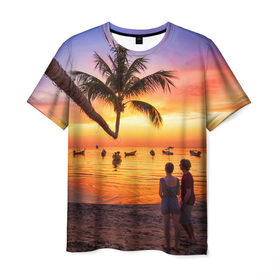 Мужская футболка 3D с принтом Таиланд , 100% полиэфир | прямой крой, круглый вырез горловины, длина до линии бедер | Тематика изображения на принте: beach | clouds | love | palm tree | people | sea | sky | sunset | thailand | tourism | закат | любовь | люди | море | небо | облака | пальма | пляж | таиланд | туризм