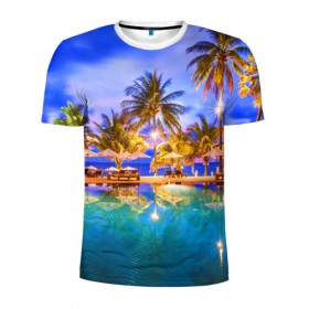 Мужская футболка 3D спортивная с принтом Таиланд , 100% полиэстер с улучшенными характеристиками | приталенный силуэт, круглая горловина, широкие плечи, сужается к линии бедра | clouds | pool | reflection | sea | sky | sunset | thailand | tourism | trees | water | бассейн | вода | закат | море | небо | облака | отражение | пальмы | таиланд | туризм