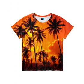 Детская футболка 3D с принтом Таиланд , 100% гипоаллергенный полиэфир | прямой крой, круглый вырез горловины, длина до линии бедер, чуть спущенное плечо, ткань немного тянется | clouds | nature | palms | sky | sunset | thailand | tourism | закат | небо | облака | пальмы | природа | таиланд | туризм