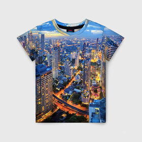 Детская футболка 3D с принтом Таиланд , 100% гипоаллергенный полиэфир | прямой крой, круглый вырез горловины, длина до линии бедер, чуть спущенное плечо, ткань немного тянется | Тематика изображения на принте: architecture | bangkok | city | lights | night | sky | skyscrapers | sunset | thailand | архитектура | бангкок | город | закат | небо | ночь | огни | таиланд
