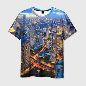 Мужская футболка 3D с принтом Таиланд , 100% полиэфир | прямой крой, круглый вырез горловины, длина до линии бедер | architecture | bangkok | city | lights | night | sky | skyscrapers | sunset | thailand | архитектура | бангкок | город | закат | небо | ночь | огни | таиланд