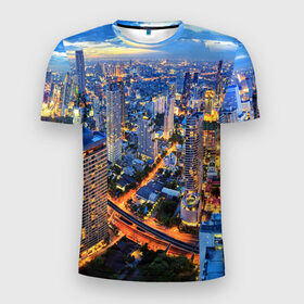 Мужская футболка 3D спортивная с принтом Таиланд , 100% полиэстер с улучшенными характеристиками | приталенный силуэт, круглая горловина, широкие плечи, сужается к линии бедра | architecture | bangkok | city | lights | night | sky | skyscrapers | sunset | thailand | архитектура | бангкок | город | закат | небо | ночь | огни | таиланд