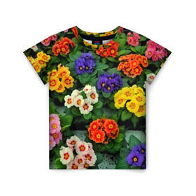 Детская футболка 3D с принтом Фиалки , 100% гипоаллергенный полиэфир | прямой крой, круглый вырез горловины, длина до линии бедер, чуть спущенное плечо, ткань немного тянется | flower | лето | поле | полевой цветок | цветочки | цветы