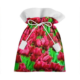 Подарочный 3D мешок с принтом Поле цветов , 100% полиэстер | Размер: 29*39 см | flower | весна | красные | цветочки | цветы