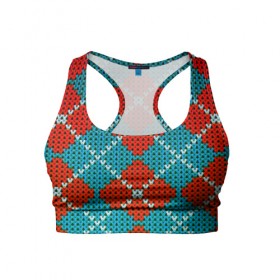 Женский спортивный топ 3D с принтом Knitting pattern , 82% полиэстер, 18% спандекс Ткань безопасна для здоровья, позволяет коже дышать, не мнется и не растягивается |  | вязаный | рождество | свитер | текстура