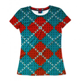 Женская футболка 3D с принтом Knitting pattern , 100% полиэфир ( синтетическое хлопкоподобное полотно) | прямой крой, круглый вырез горловины, длина до линии бедер | вязаный | рождество | свитер | текстура