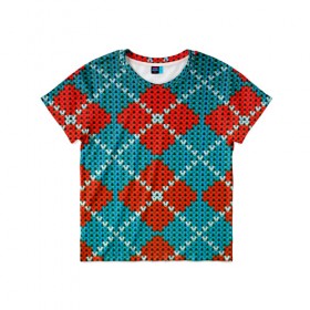 Детская футболка 3D с принтом Knitting pattern , 100% гипоаллергенный полиэфир | прямой крой, круглый вырез горловины, длина до линии бедер, чуть спущенное плечо, ткань немного тянется | вязаный | рождество | свитер | текстура