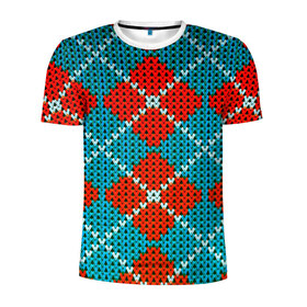 Мужская футболка 3D спортивная с принтом Knitting pattern , 100% полиэстер с улучшенными характеристиками | приталенный силуэт, круглая горловина, широкие плечи, сужается к линии бедра | Тематика изображения на принте: вязаный | рождество | свитер | текстура
