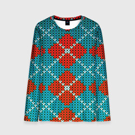 Мужской лонгслив 3D с принтом Knitting pattern , 100% полиэстер | длинные рукава, круглый вырез горловины, полуприлегающий силуэт | вязаный | рождество | свитер | текстура