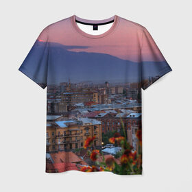 Мужская футболка 3D с принтом Армения , 100% полиэфир | прямой крой, круглый вырез горловины, длина до линии бедер | Тематика изображения на принте: айастан | армения | город | горы | дома | ереван | закат | пейзаж | ромашки | столица | страна | флора | хайастан | цветы | эривань