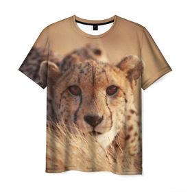 Мужская футболка 3D с принтом Гепард , 100% полиэфир | прямой крой, круглый вырез горловины, длина до линии бедер | Тематика изображения на принте: амурский | гепард | животные | зверь | киса | кот | котенок | кошка | лев | леопард | пума | рысь | серый | тигр | тигренок | хищник