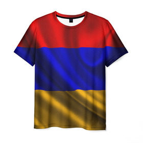 Мужская футболка 3D с принтом Флаг Армения , 100% полиэфир | прямой крой, круглый вырез горловины, длина до линии бедер | Тематика изображения на принте: айастан | армения | босеан | вымпел | ереван | знак | знамя | кумач | орифламма | пойс | полотнище | символ | стяг | флаг | флюгарка | хайастан | штандарт