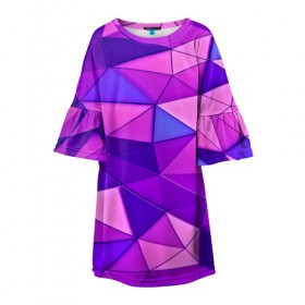 Детское платье 3D с принтом Розовые полигоны , 100% полиэстер | прямой силуэт, чуть расширенный к низу. Круглая горловина, на рукавах — воланы | абстракция | бумага | геометрия | грани | изгиб | линии | полигоны | полосы | постель | розовый | сочетания | текстура | треугольники
