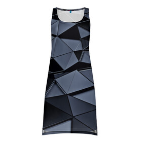 Платье-майка 3D с принтом Abstract Gray , 100% полиэстер | полуприлегающий силуэт, широкие бретели, круглый вырез горловины, удлиненный подол сзади. | абстракция | бумага | геометрия | грани | изгиб | линии | полигоны | полосы | постель | розовый | сочетания | текстура | треугольники