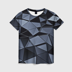Женская футболка 3D с принтом Abstract Gray , 100% полиэфир ( синтетическое хлопкоподобное полотно) | прямой крой, круглый вырез горловины, длина до линии бедер | абстракция | бумага | геометрия | грани | изгиб | линии | полигоны | полосы | постель | розовый | сочетания | текстура | треугольники