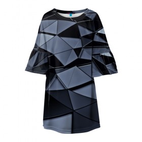 Детское платье 3D с принтом Abstract Gray , 100% полиэстер | прямой силуэт, чуть расширенный к низу. Круглая горловина, на рукавах — воланы | абстракция | бумага | геометрия | грани | изгиб | линии | полигоны | полосы | постель | розовый | сочетания | текстура | треугольники