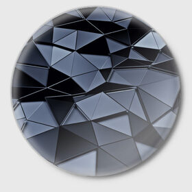 Значок с принтом Abstract Gray ,  металл | круглая форма, металлическая застежка в виде булавки | абстракция | бумага | геометрия | грани | изгиб | линии | полигоны | полосы | постель | розовый | сочетания | текстура | треугольники