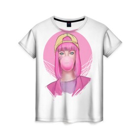Женская футболка 3D с принтом Bubble Gum , 100% полиэфир ( синтетическое хлопкоподобное полотно) | прямой крой, круглый вырез горловины, длина до линии бедер | Тематика изображения на принте: angel | pop | sia | ангел | поп | сиа