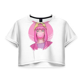 Женская футболка 3D укороченная с принтом Bubble Gum , 100% полиэстер | круглая горловина, длина футболки до линии талии, рукава с отворотами | Тематика изображения на принте: angel | pop | sia | ангел | поп | сиа
