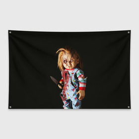 Флаг-баннер с принтом Чаки , 100% полиэстер | размер 67 х 109 см, плотность ткани — 95 г/м2; по краям флага есть четыре люверса для крепления | chucky | кино | кровь | кукла | нож | ужасы | чаки