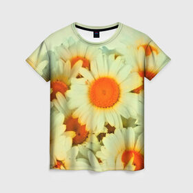 Женская футболка 3D с принтом Подсолнух , 100% полиэфир ( синтетическое хлопкоподобное полотно) | прямой крой, круглый вырез горловины, длина до линии бедер | flower | лето | полевой цветок | цветочки | цветы
