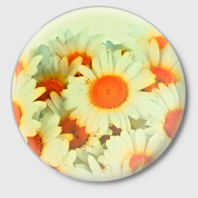 Значок с принтом Подсолнух ,  металл | круглая форма, металлическая застежка в виде булавки | flower | лето | полевой цветок | цветочки | цветы