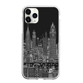 Чехол для iPhone 11 Pro матовый с принтом Мегаполис , Силикон |  | advertising | art | black and white | city | drawing | metropolis | night | painting | skyscrapers | город | искусство | картина | мегаполис | ночь | рисунок | черно белый