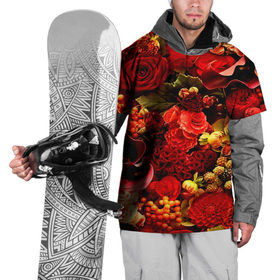 Накидка на куртку 3D с принтом Букет цветов , 100% полиэстер |  | Тематика изображения на принте: flower | красные | розы | цветочки | цветы