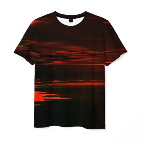 Мужская футболка 3D с принтом Pixel paint , 100% полиэфир | прямой крой, круглый вырез горловины, длина до линии бедер | абстракция | красный | потертость красок