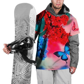 Накидка на куртку 3D с принтом Бабочки , 100% полиэстер |  | flower | красные | цветочки | цветы
