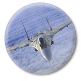 Значок с принтом Су - 35 ,  металл | круглая форма, металлическая застежка в виде булавки | самолет