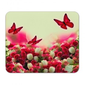 Коврик прямоугольный с принтом Весна и бабочки , натуральный каучук | размер 230 х 185 мм; запечатка лицевой стороны | flower | цветы