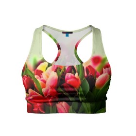 Женский спортивный топ 3D с принтом Букет тюльпанов , 82% полиэстер, 18% спандекс Ткань безопасна для здоровья, позволяет коже дышать, не мнется и не растягивается |  | flower | весна | цветочки | цветы