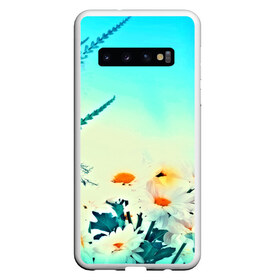 Чехол для Samsung Galaxy S10 с принтом chamomile , Силикон | Область печати: задняя сторона чехла, без боковых панелей | Тематика изображения на принте: flower | лето | полевой цветок | цветочки | цветы